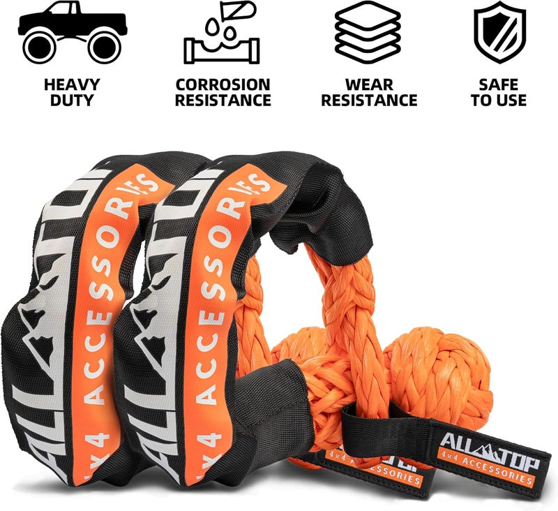 ALL-TOP Synthetic Soft Shackle Rope 3/4in x 24in (66200Lbs Max Break) UHMWPE Recovery Tow Shackles for Offroad 4x4 Vehicles, 2 PCS - Image 2